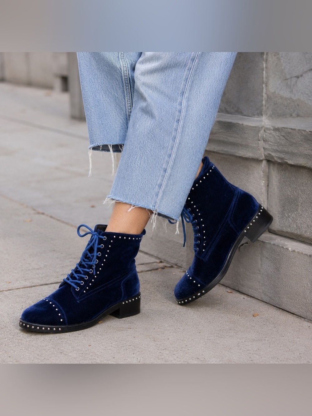 Marc Fisher Cassidey studded Velvet lace up combat Boots y2k
